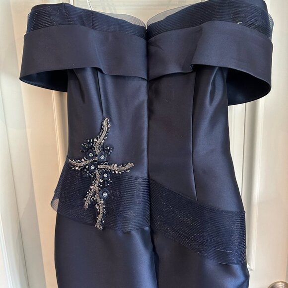 Terani Couture Navy 2011M2159 Long Mother Of Bride Dress Evening Gown - Picture 9 of 11